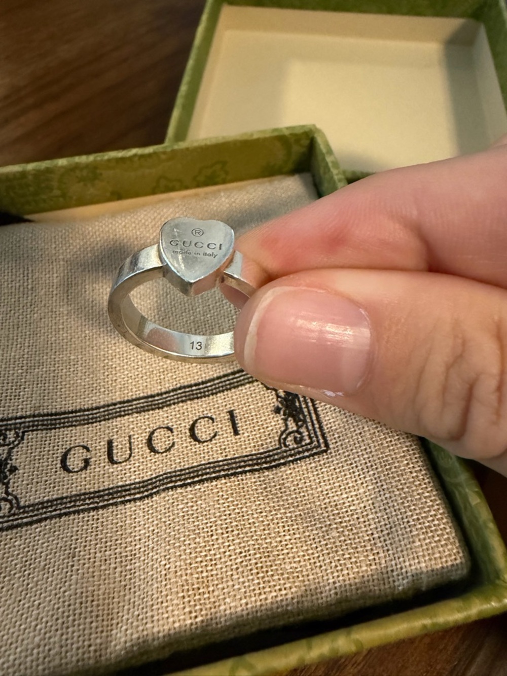 Gucci Silver Heart Pendant Ring - Picture 3 of 4